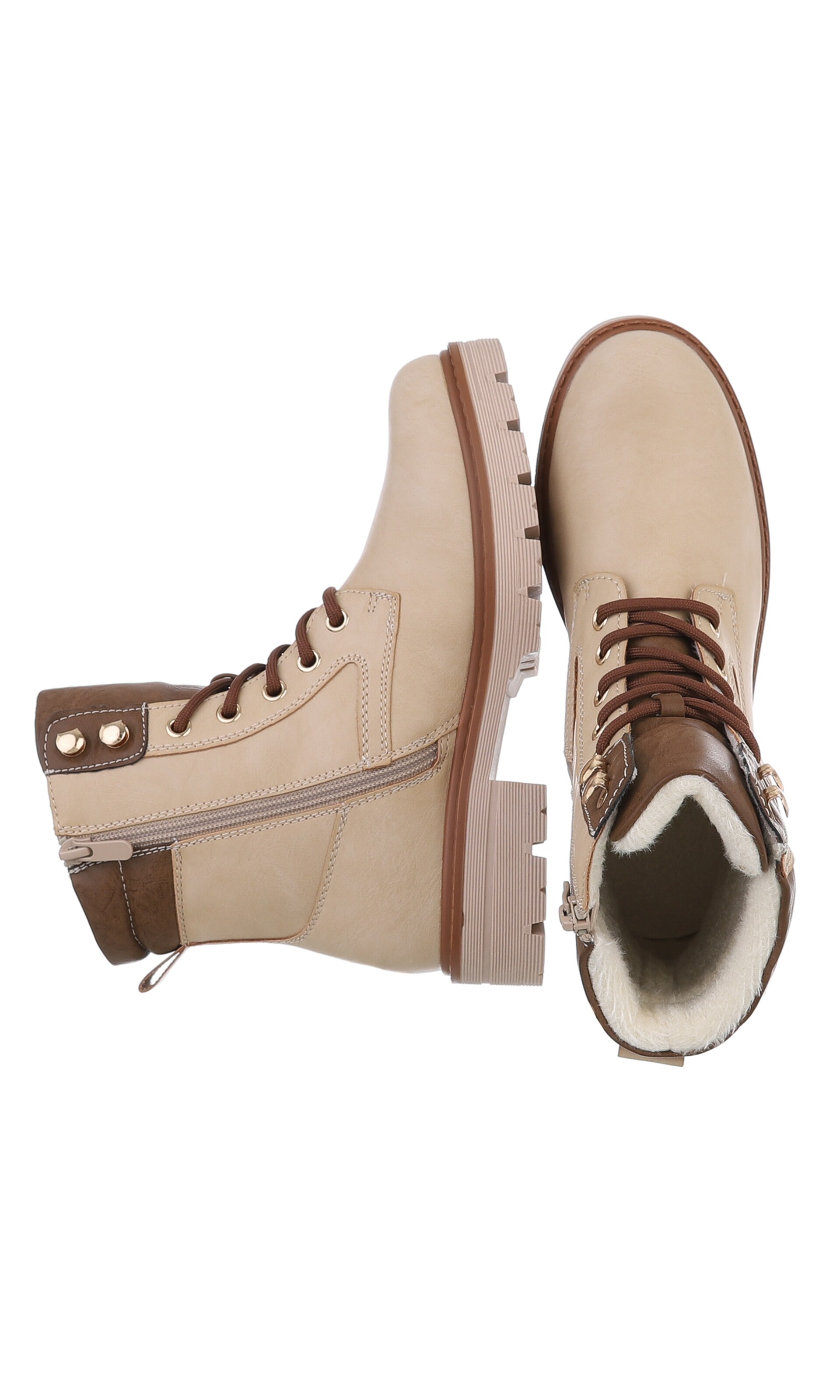 Ital-Design Schnürstiefelette in Beige
