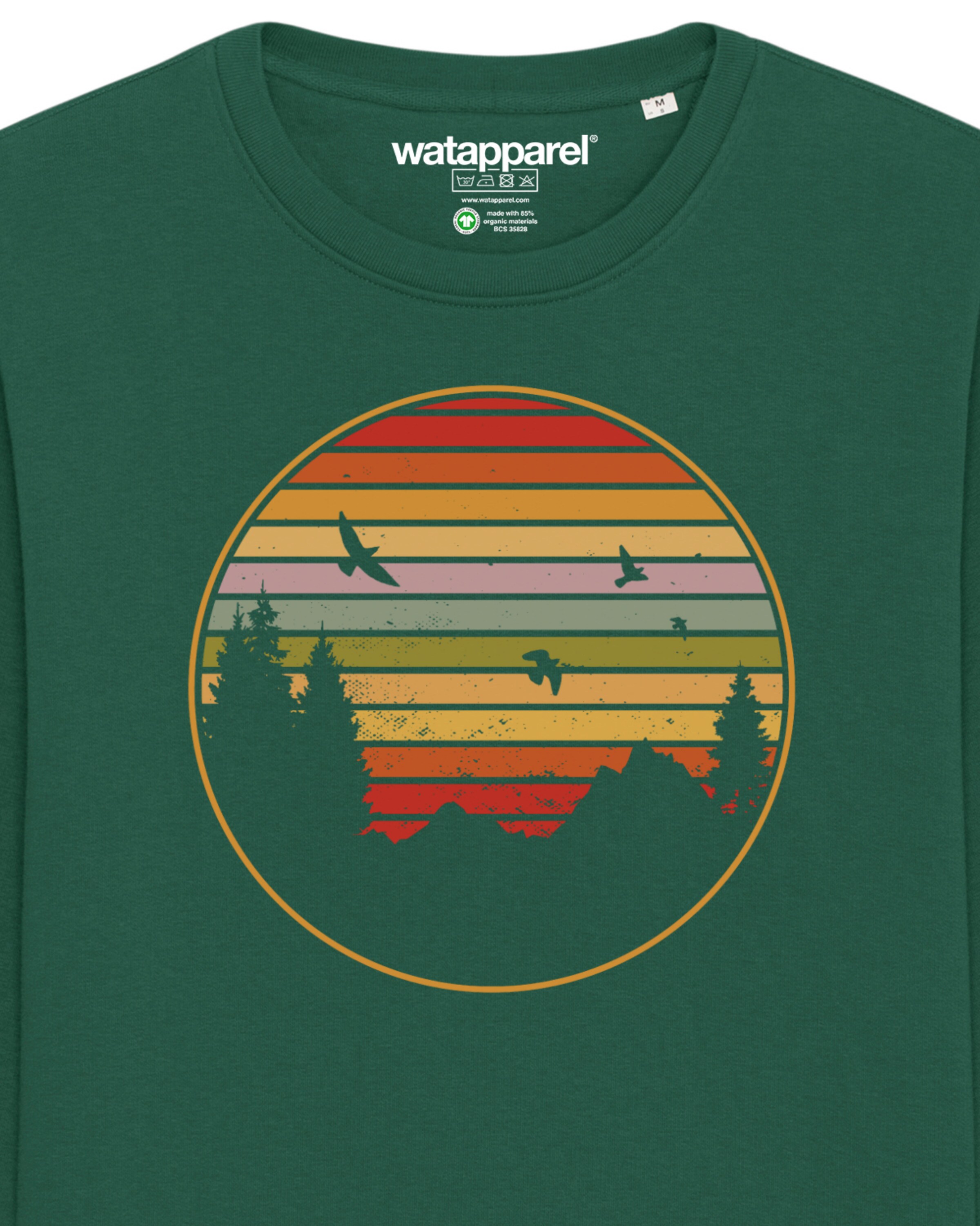 Sweat-shirt ' Sunset Berge & Tannen ' Watapparel en vert