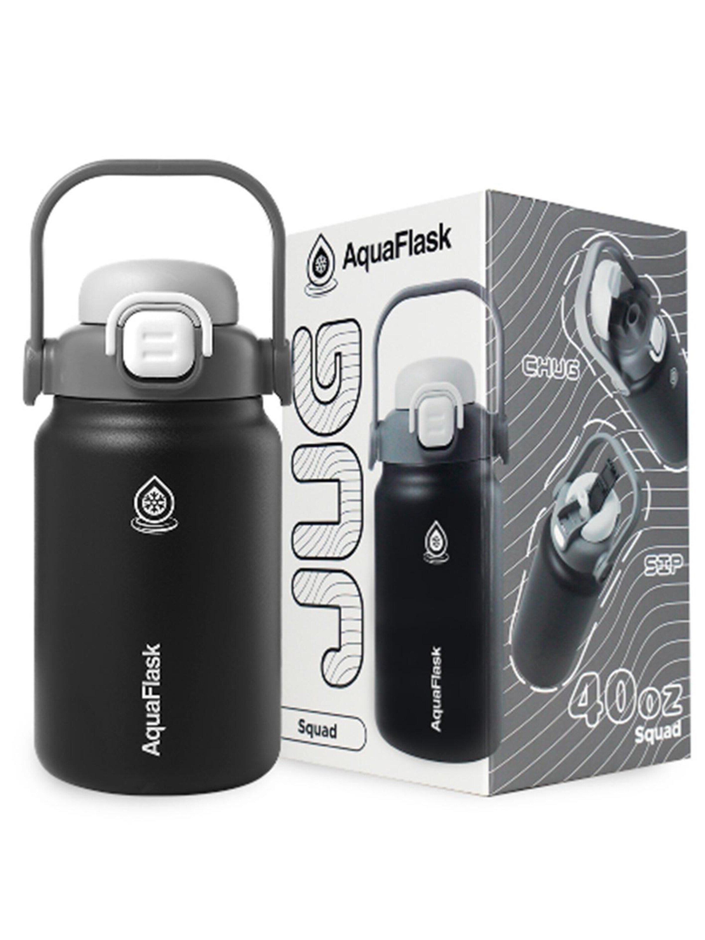 AquaFlask Láhev na vodu 'AquaFlask Termoláhev JUG 1180 ml' – černá