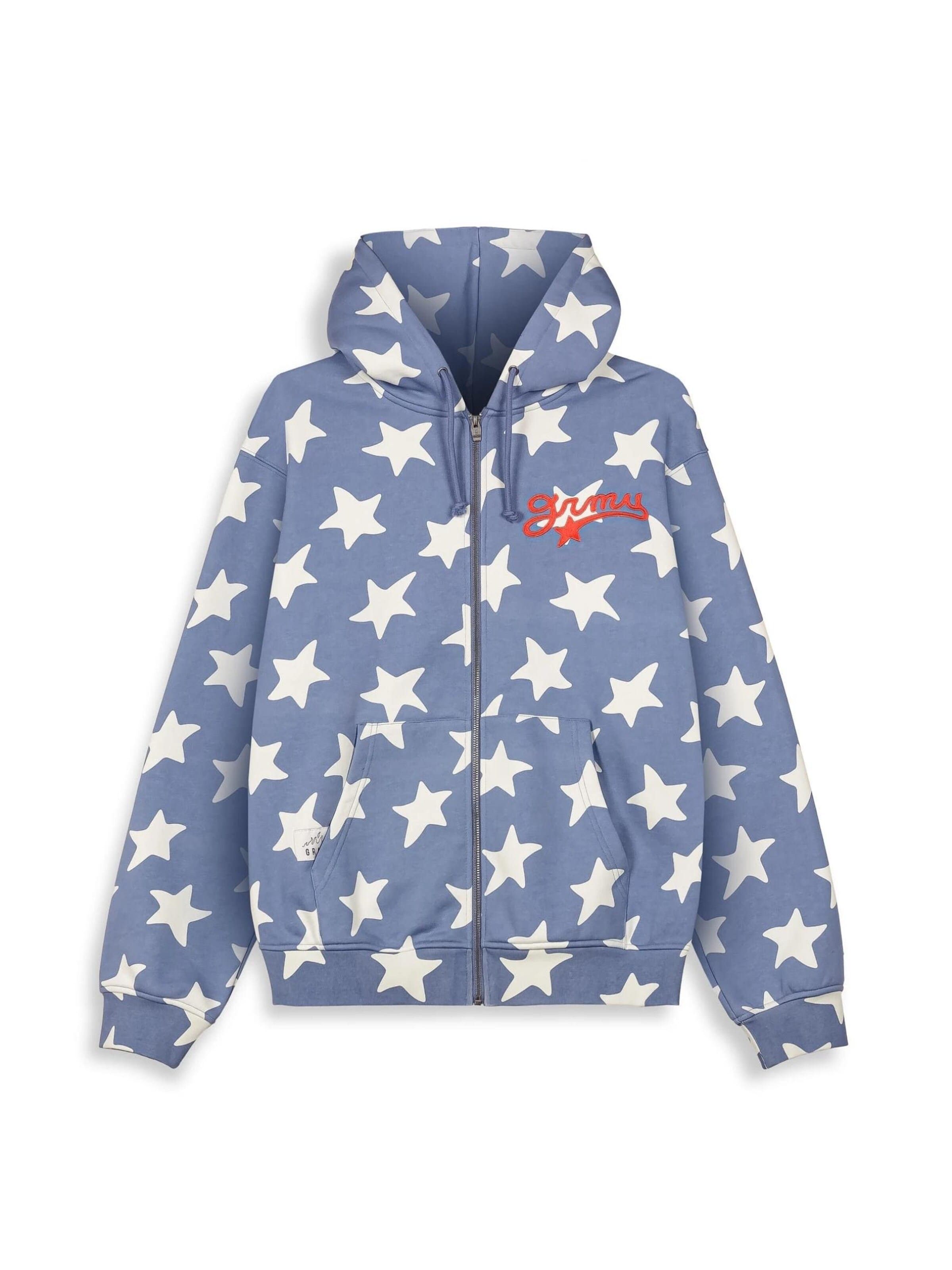 Grimey - Sudadera con cremallera en azul: frente
