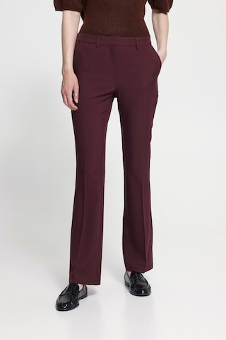 ICHI Flared Broek in Rood: voorkant