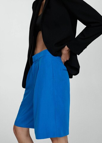 MANGO Wide leg Pleat-Front Pants 'Factory' in Blue