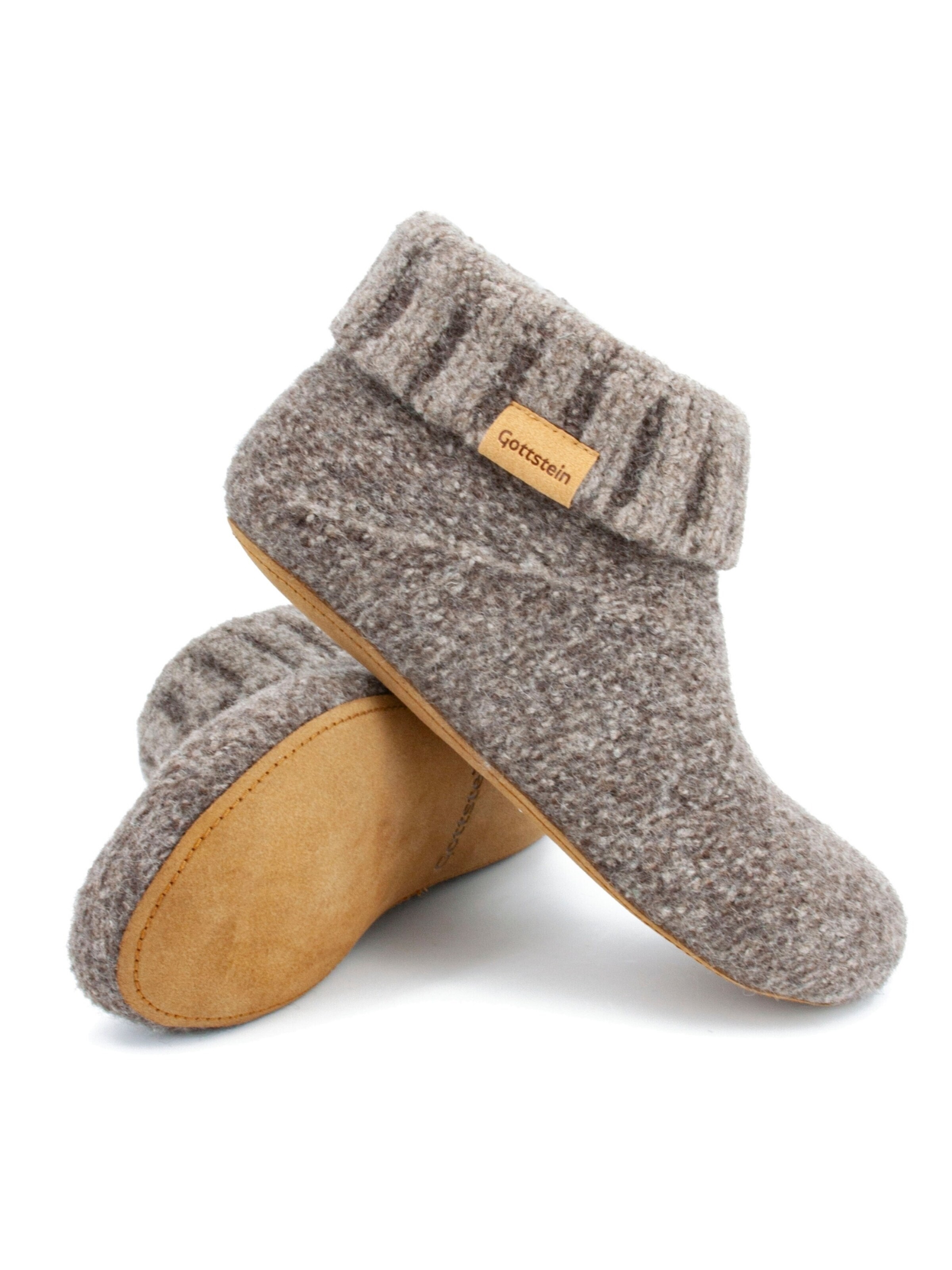 Gottstein Slippers 'Hüttenschuhe Knit Boot' in Brown
