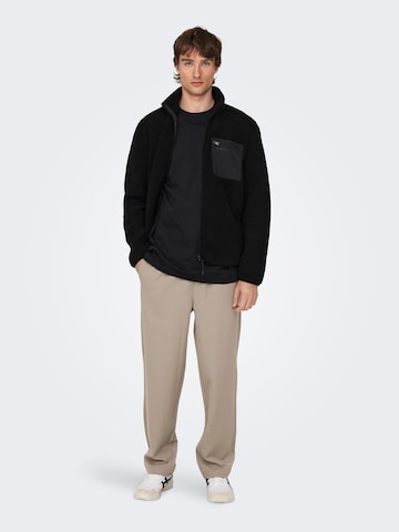Only & Sons Fleece Jacket 'Dallas' in Black