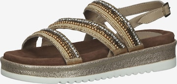 LAZAMANI Strap Sandals in Beige: front