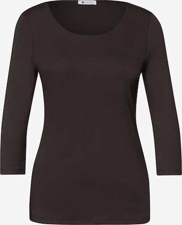 STREET ONE Basic T-Shirt mit 3/4 Arm in Braun: Vorderseite