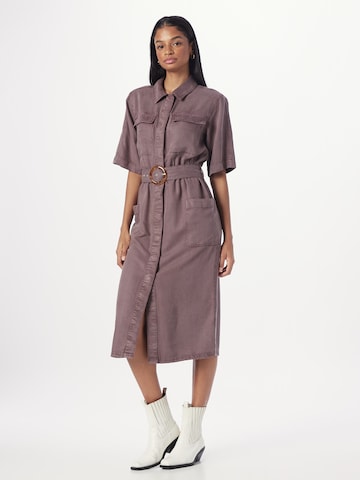 Robe-chemise River Island en marron : devant