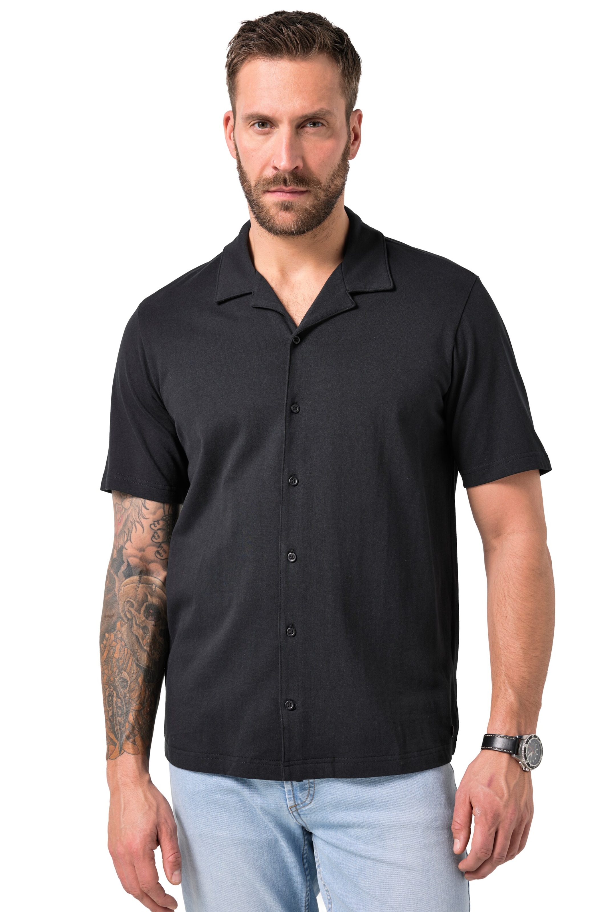 JP1880 Shirt in Zwart: voorkant