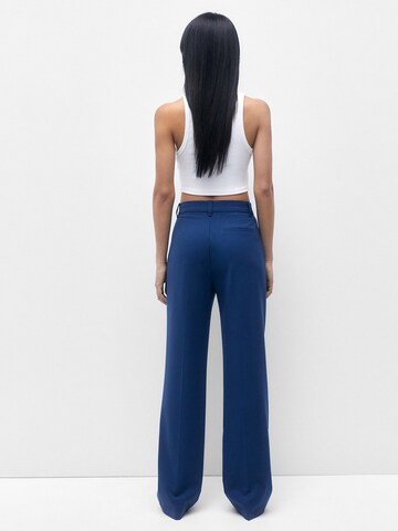 Wide Leg Pantalon à plis Pull&Bear en bleu