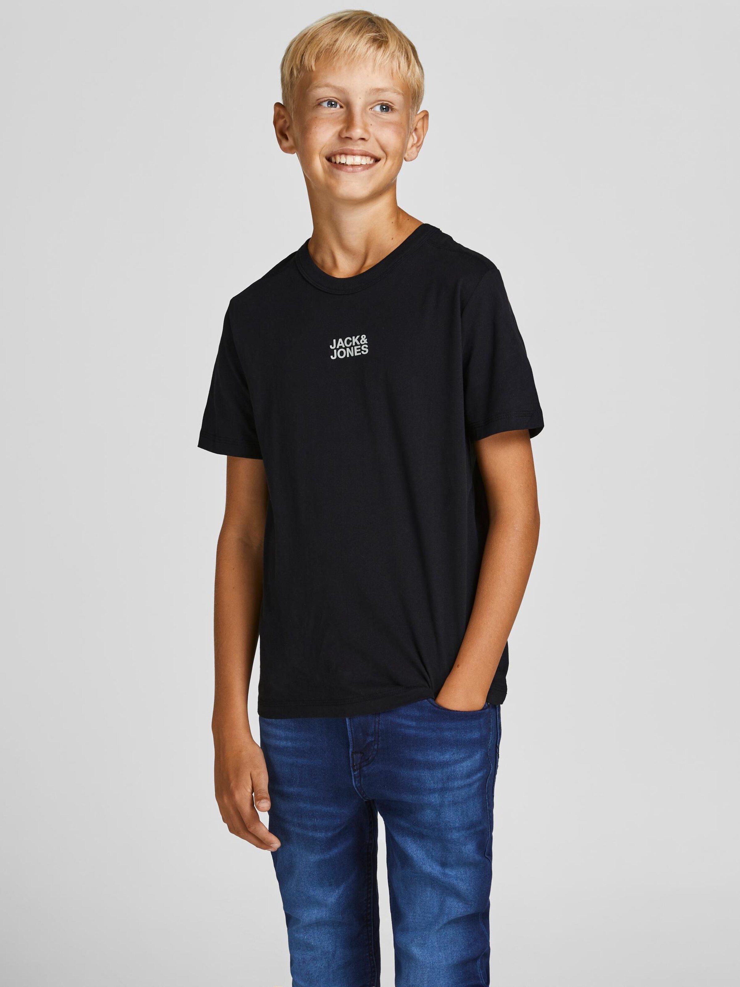Kinder Kids (Gr. 92-140) Jack & Jones Junior T-Shirt in Schwarz - JV69639 Kinder Kids (Gr. 92-140) Jack & Jones Junior T-Shirt in Schwarz - JV69639