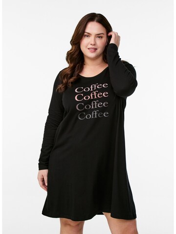 Camicia da notte 'Mally' di Zizzi in nero: frontale