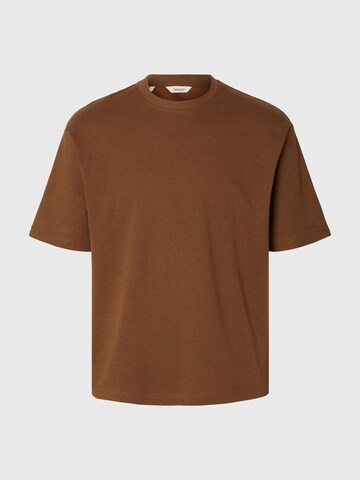 T-Shirt 'SLHOscar' SELECTED en marron