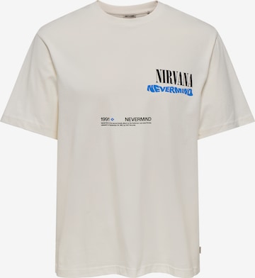 Only & Sons T-Shirt 'ONSNIRVANA' in Weiß: Vorderseite