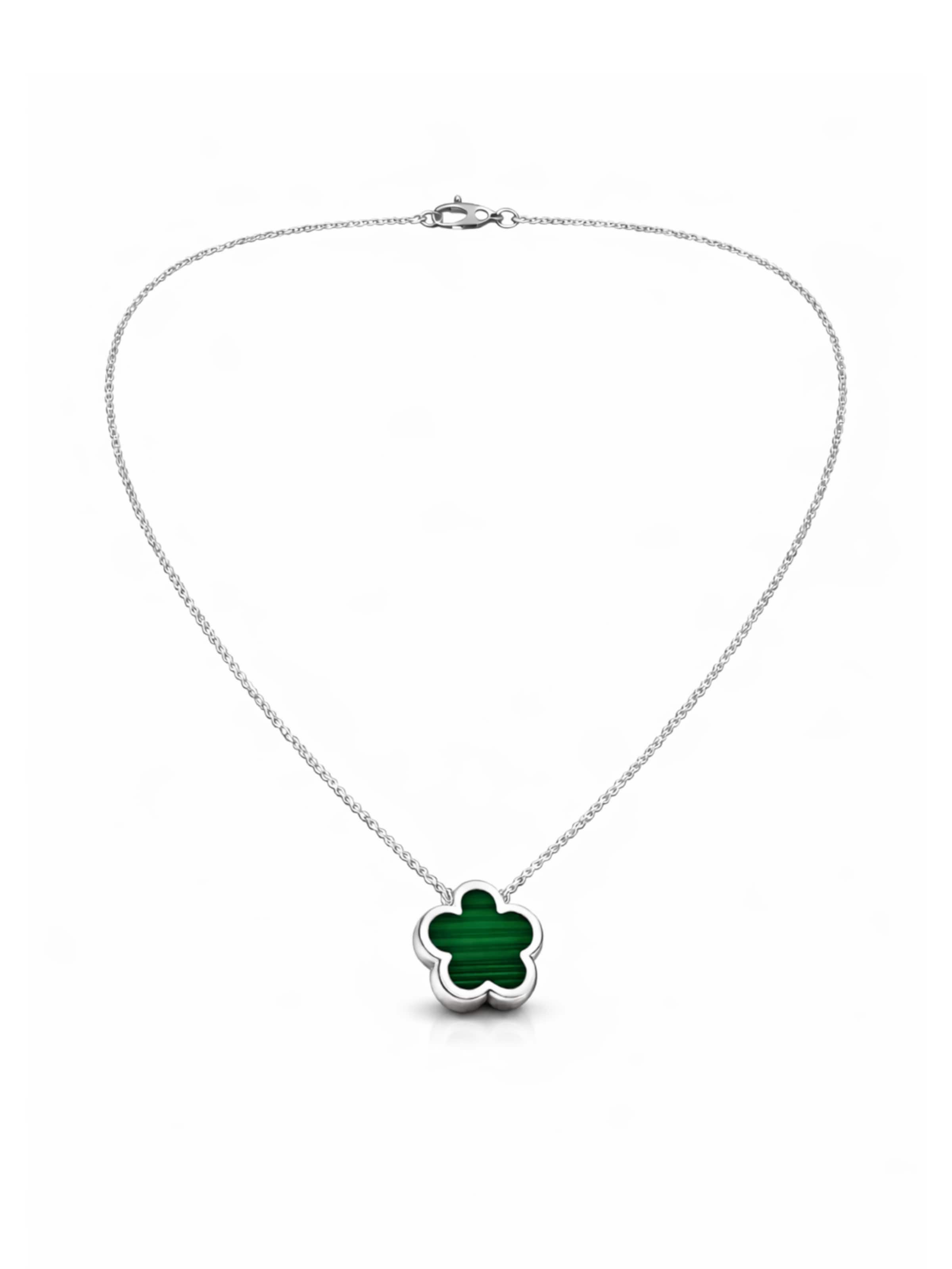 Pure Schmuck Necklace 'Clover Green' in Silver: front