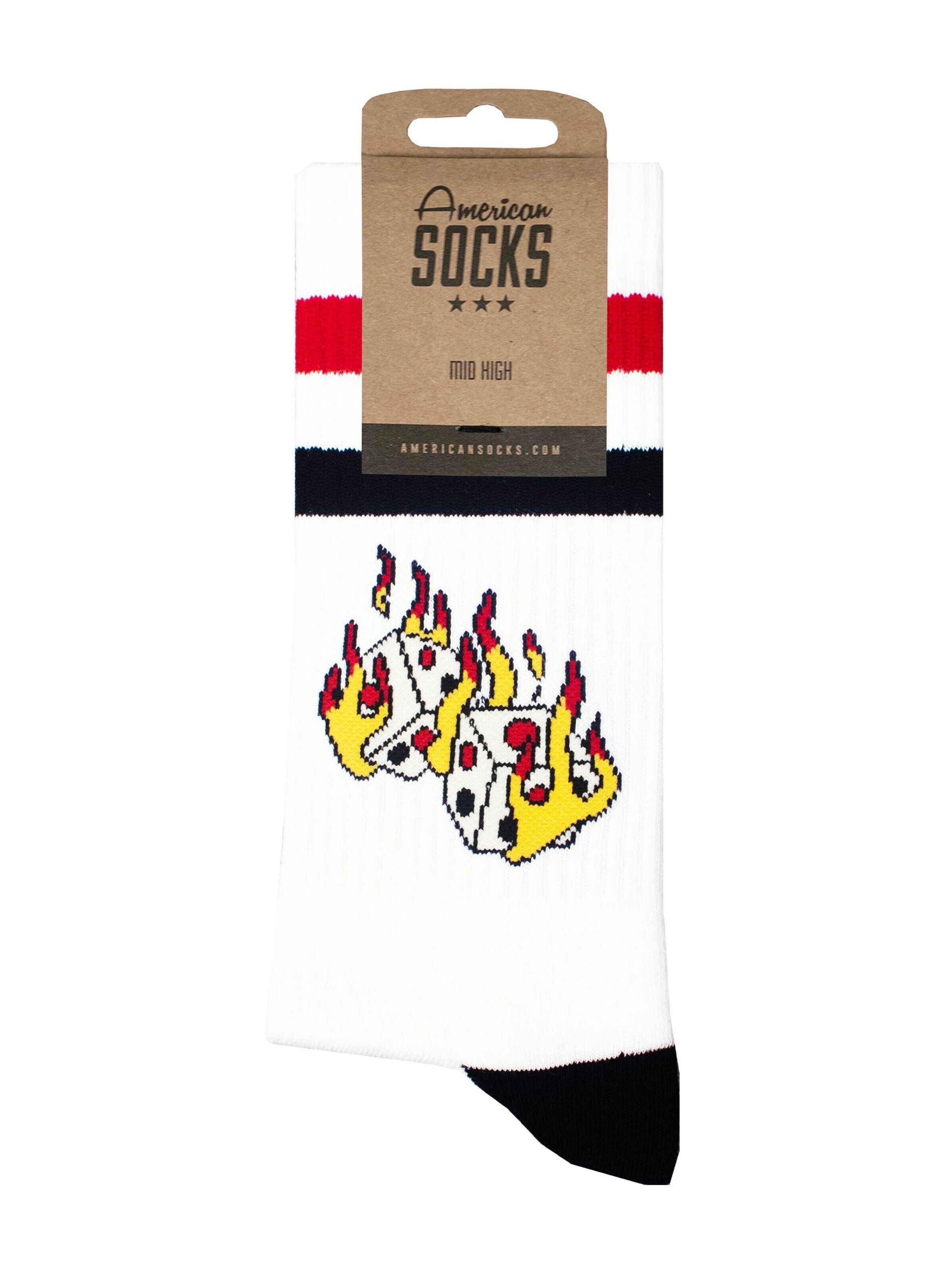 American Socks Socks 'Roll the dice - Mid High' in White