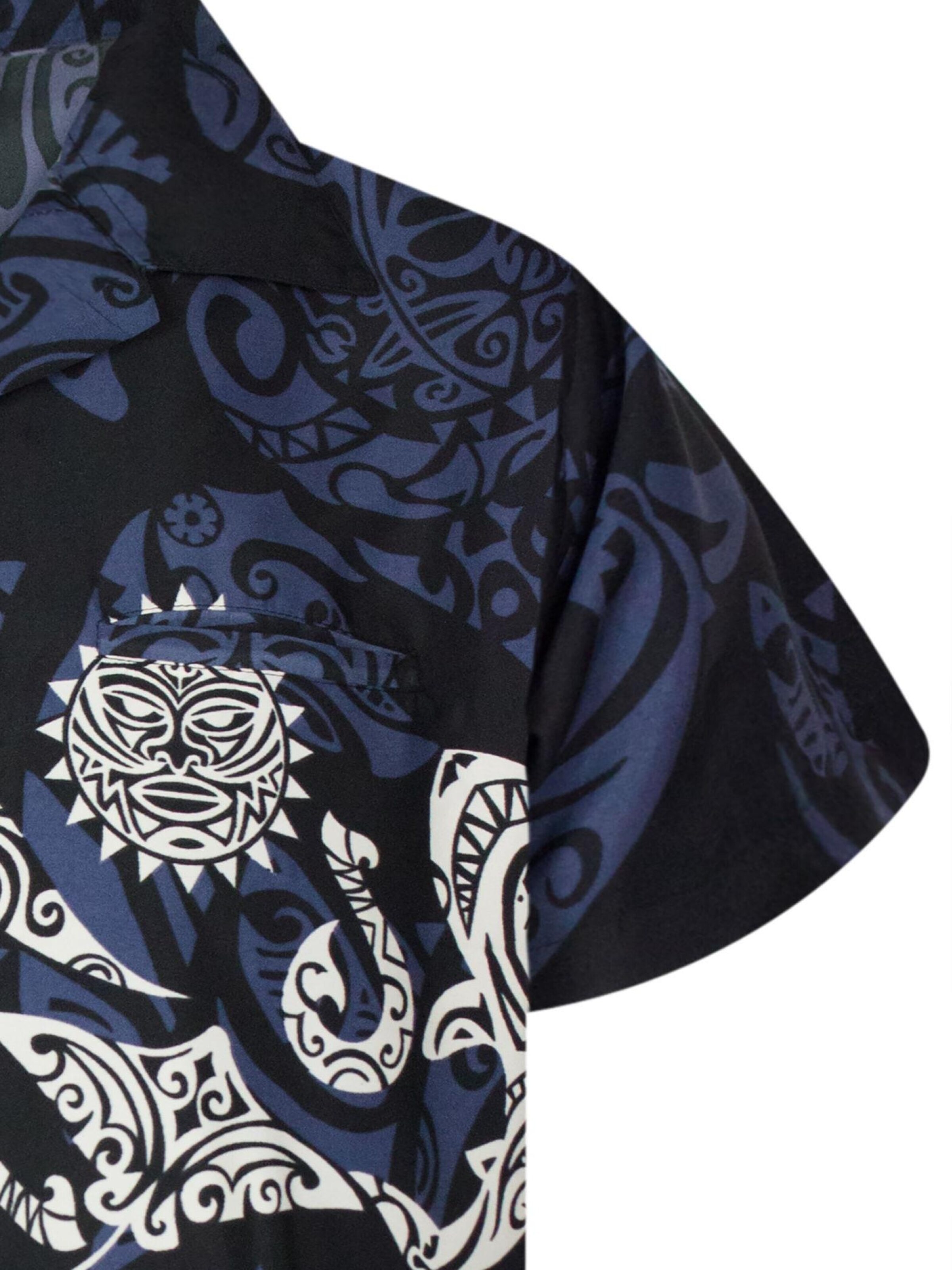 King Kameha - Camiseta 'Maori Chest' en negro