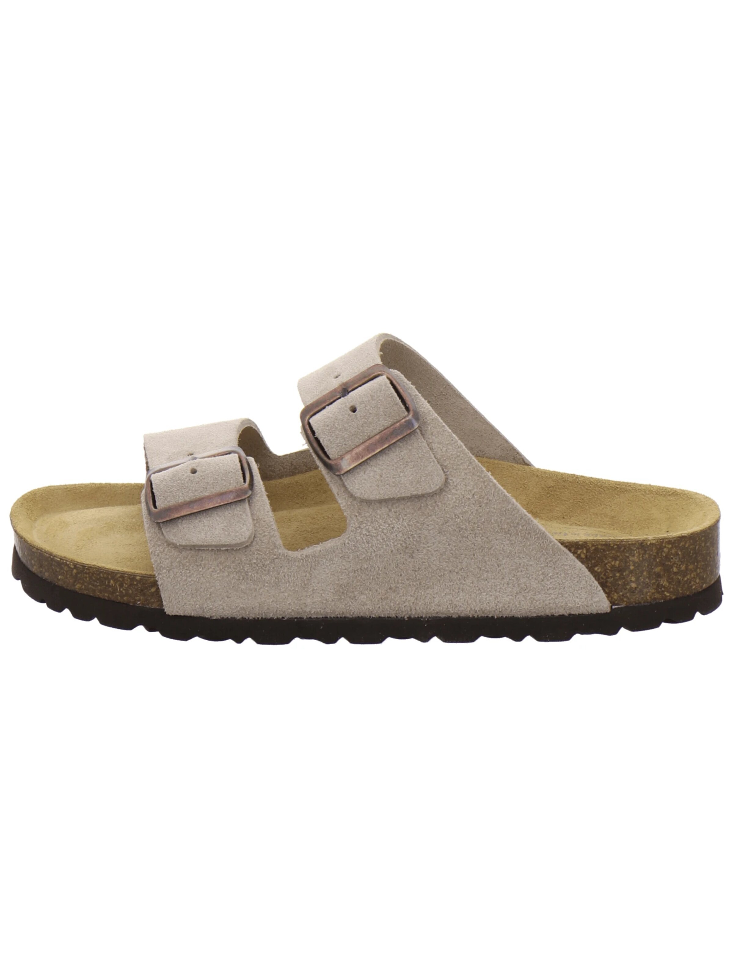 AFS-Schuhe - Zapatos abiertos 'Pantoletten Damen Zweischnaller quarz Veloursleder' en beige