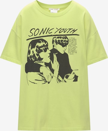 Pull&Bear Majica 'SONIC YOUTH' | zelena barva: sprednja stran