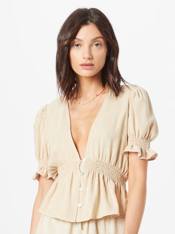 Nasty Gal Blouse in Beige: front