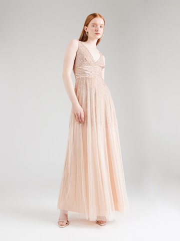 LACE & BEADS Evening Dress 'Lorelai' in Beige: front