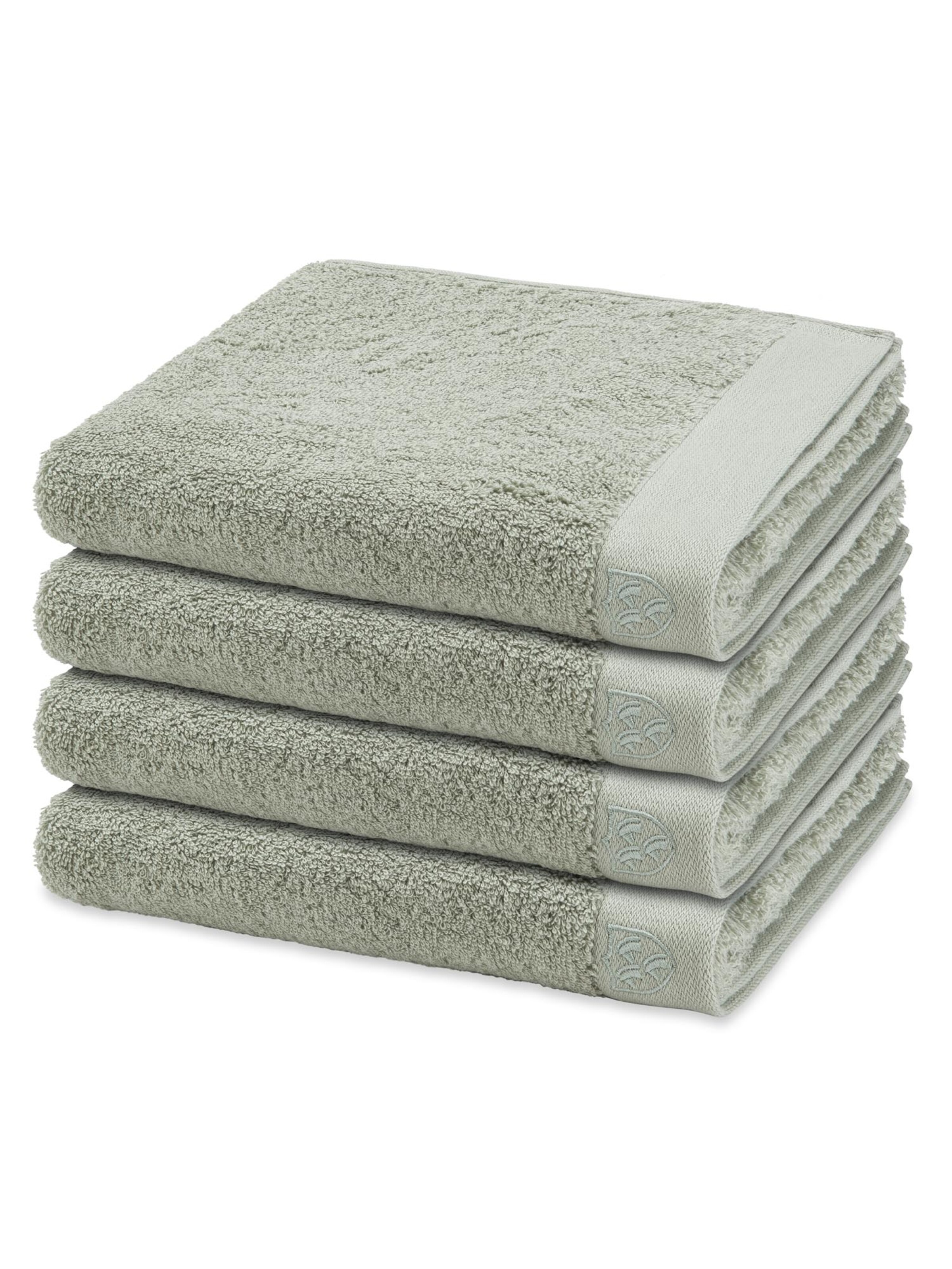 ROSS Handdoek 'Doubleface Stripes' in Groen: voorkant
