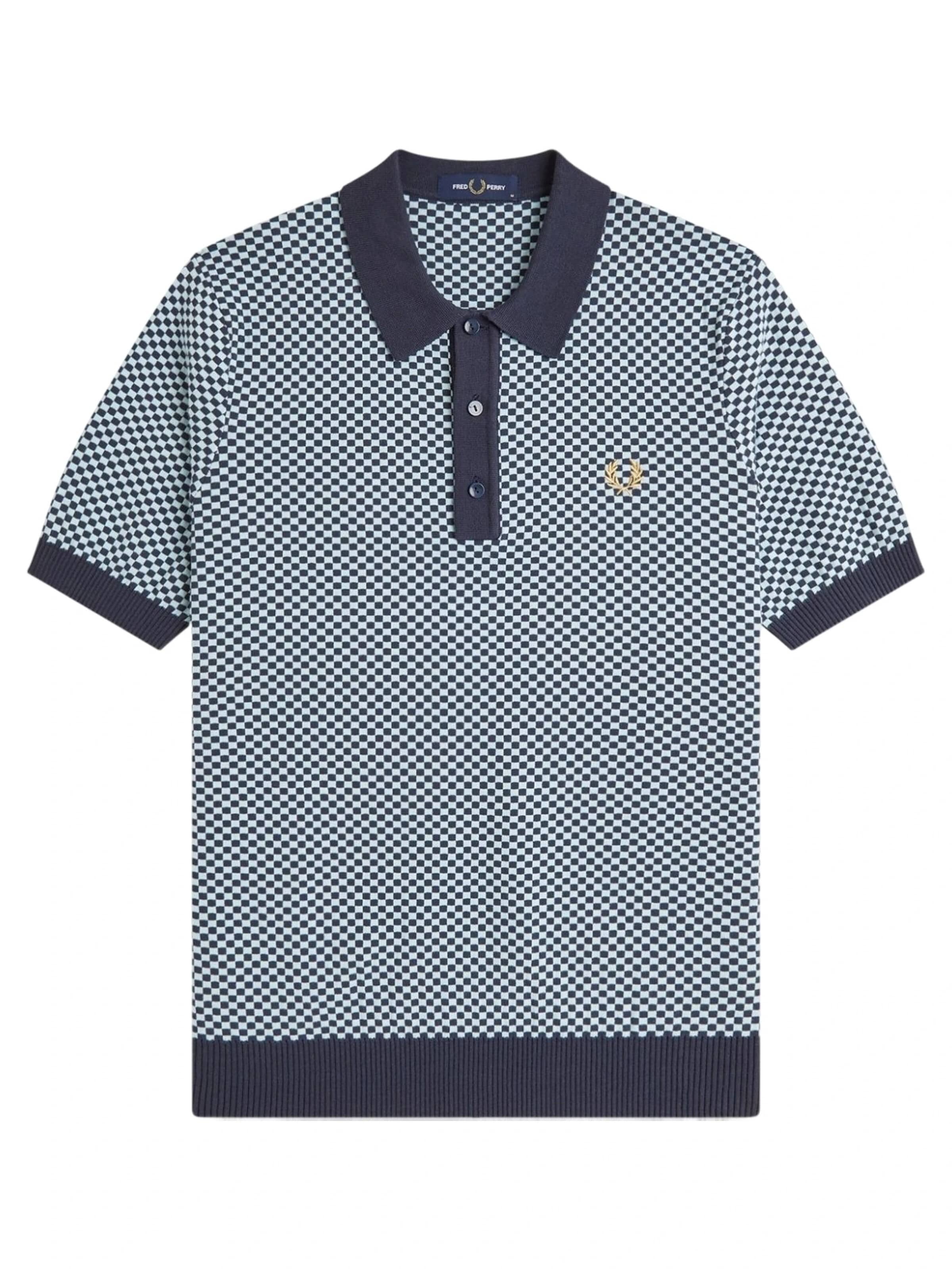 Fred Perry Camiseta 'Polo fred perry marino chequerboard knitted shirt' en XL en azul, Vista del producto