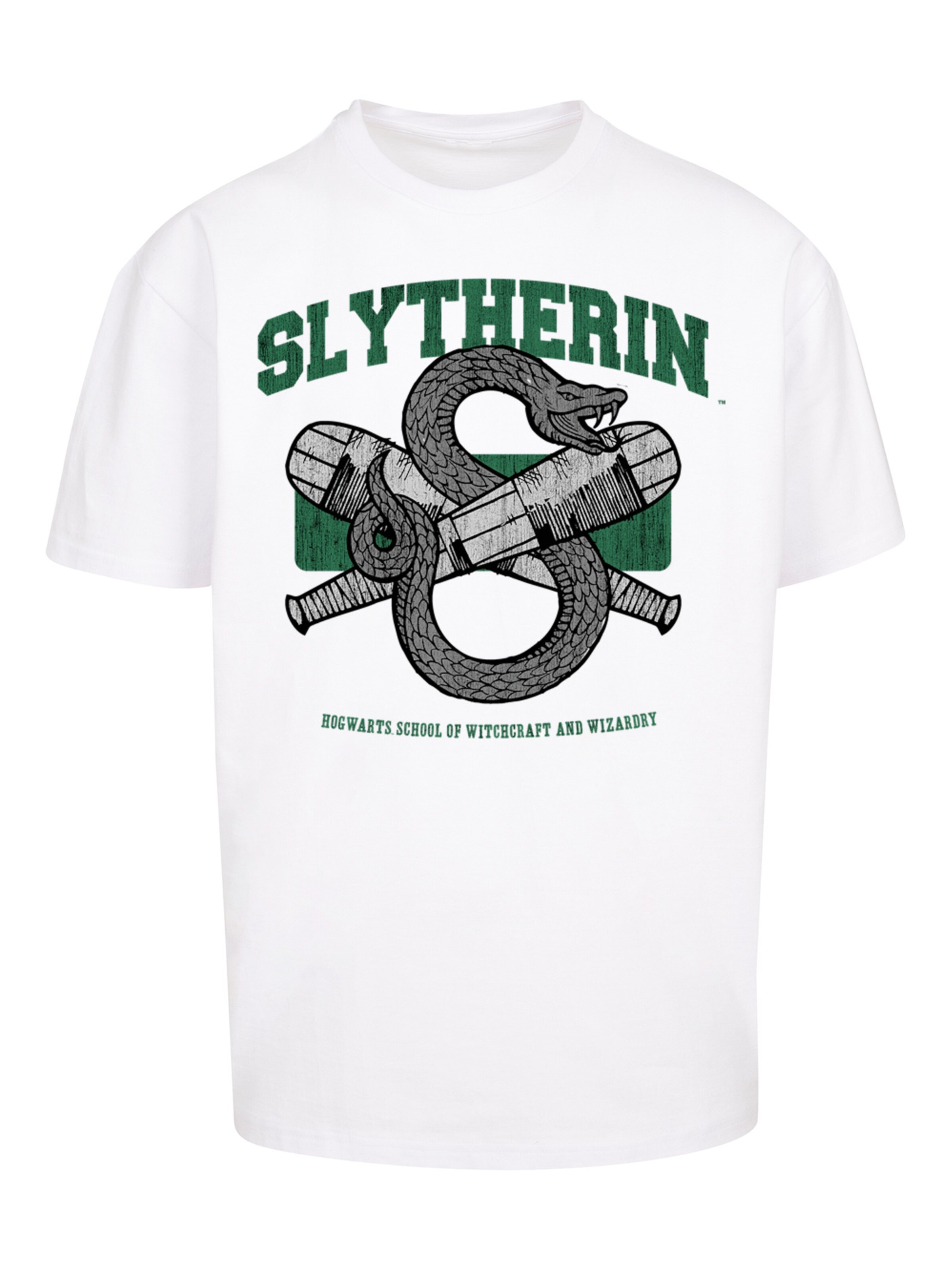 F4NT4STIC Shirt 'Harry Potter Slytherin' in White: front