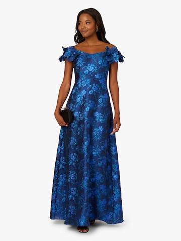 Adrianna Papell Avondjurk 'Floral Jacquard Gown' in Blauw