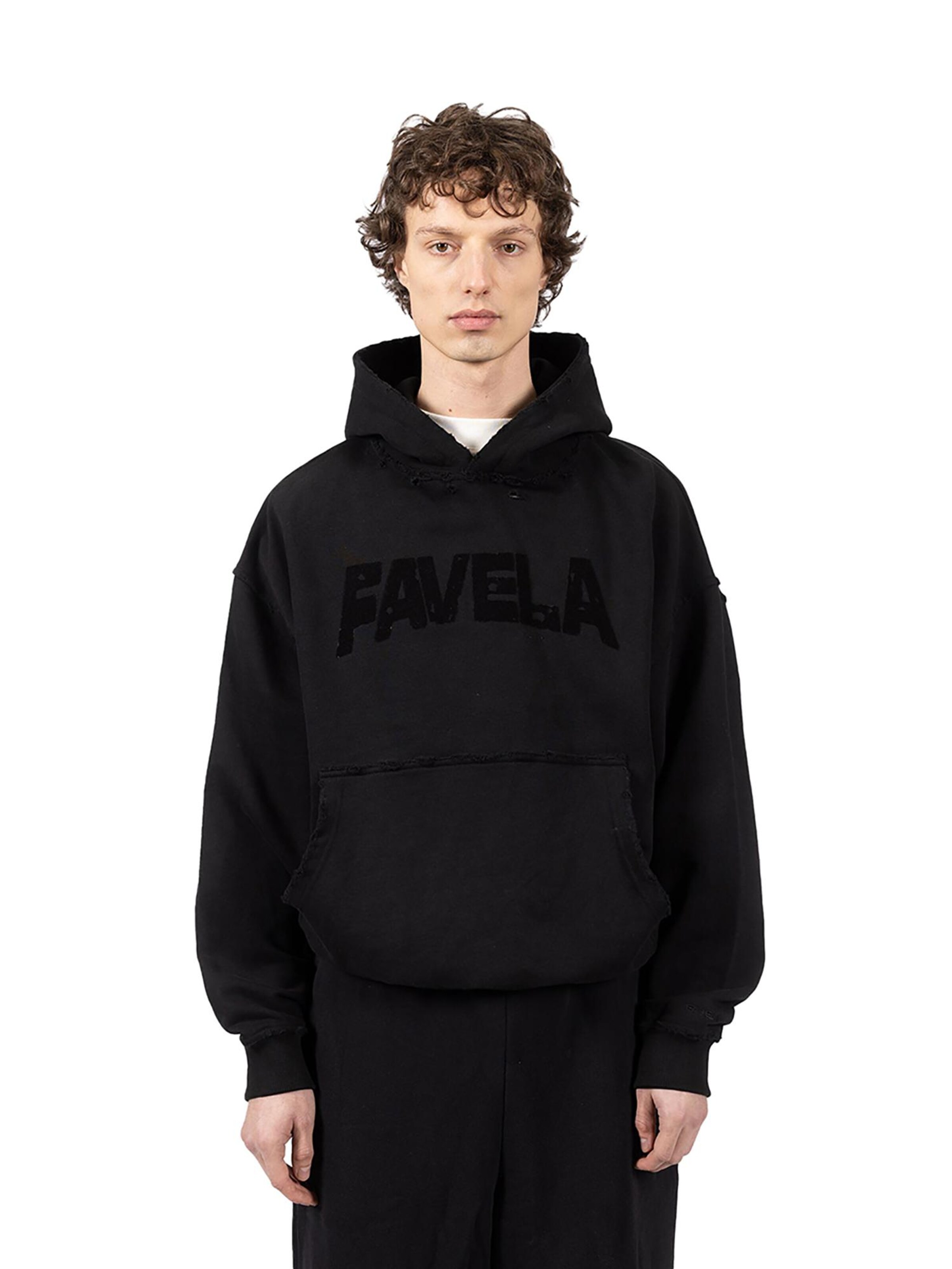 FAVELA Sweatshirt 'Puff Distressed' in Black