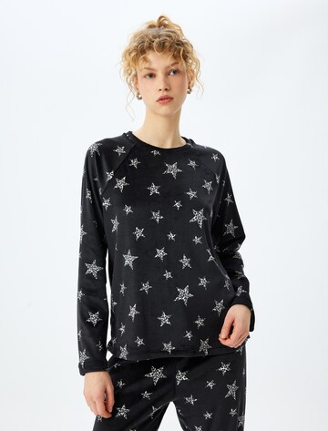 Koton Pajama Shirt in Black: front