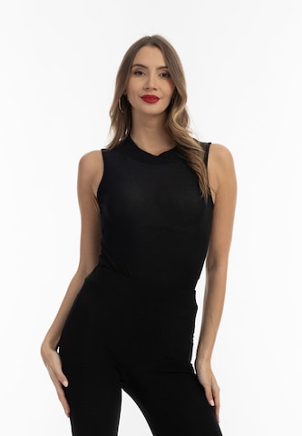 eggo Shirt Bodysuit in Black: front