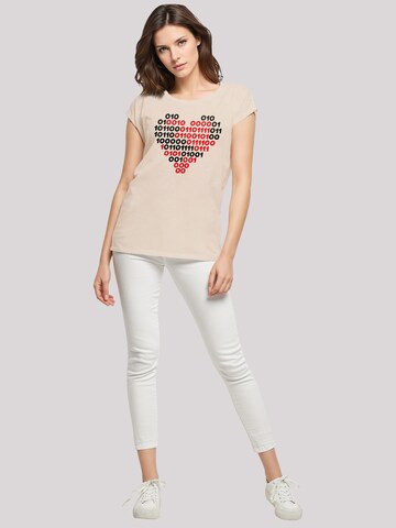 F4NT4STIC Shirt 'I love you 01001001 Binary Code Herz  Valentinstag' in Beige