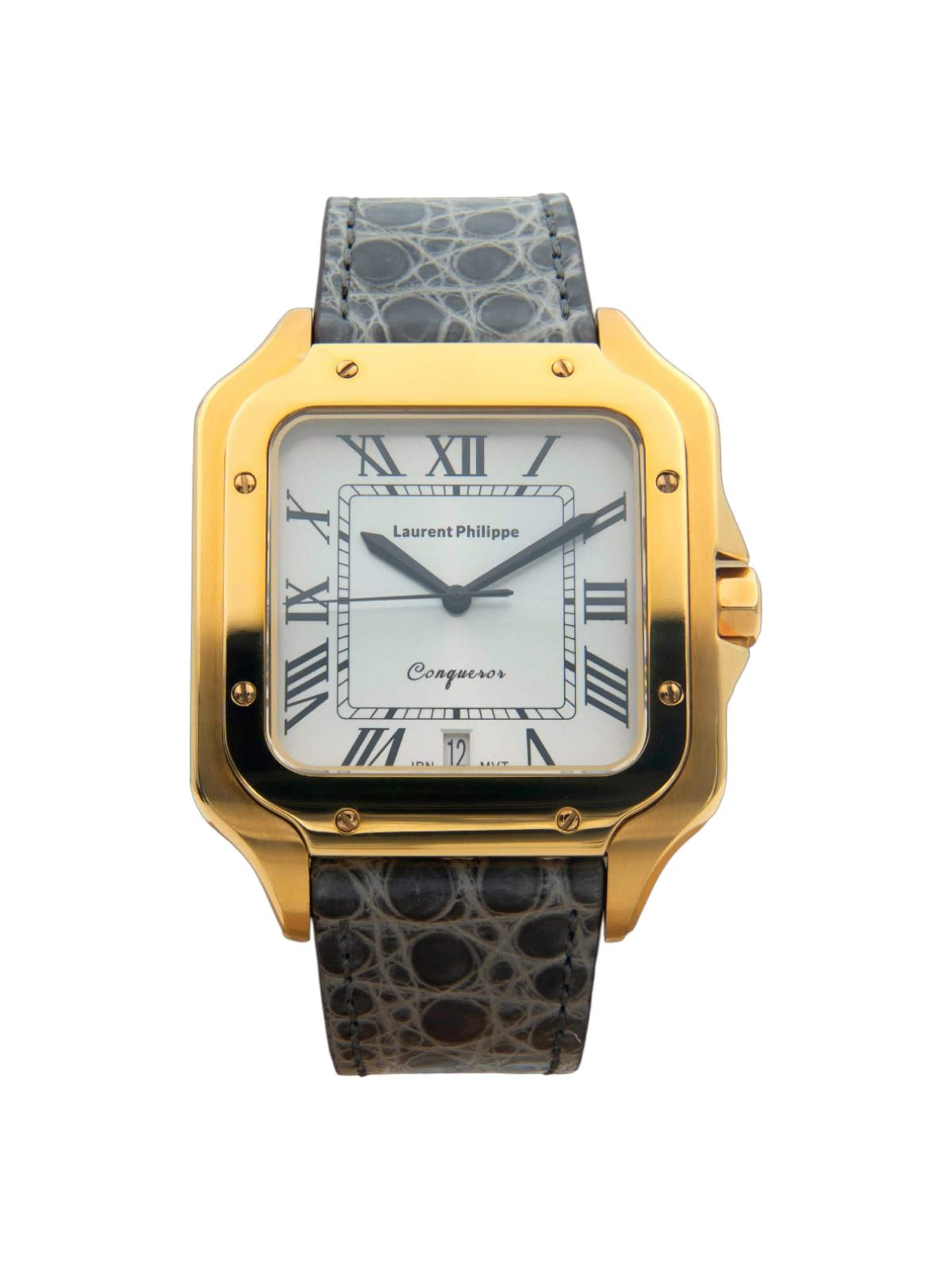 Orologio analogico 'Conqueror The Golden Empress – Platinum Veins' di Laurent Philippe in oro: frontale