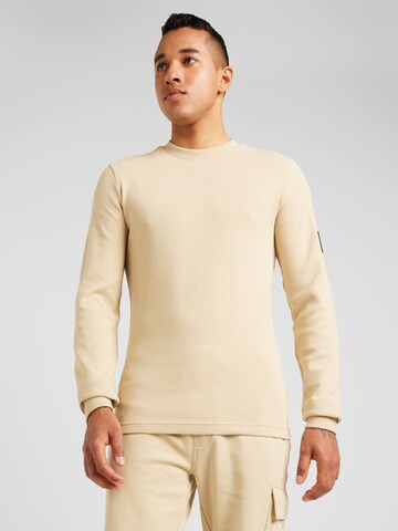 Calvin Klein Jeans T-shirt i beige: framsida