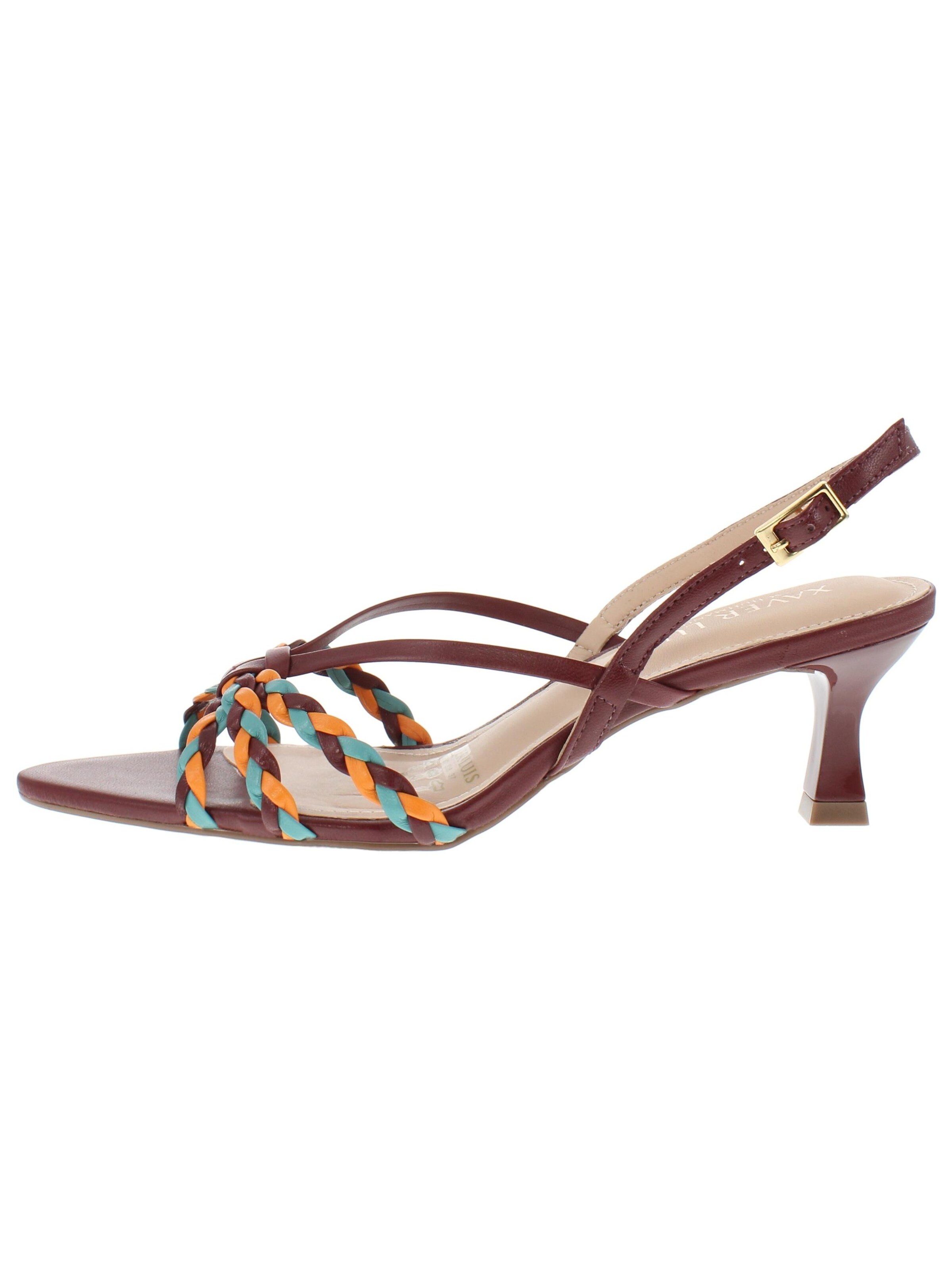 XAVER LUIS Schuhmanufaktur Strap Sandals 'SANMARA - edle Flecht Sandaletten' in Mixed colors: front