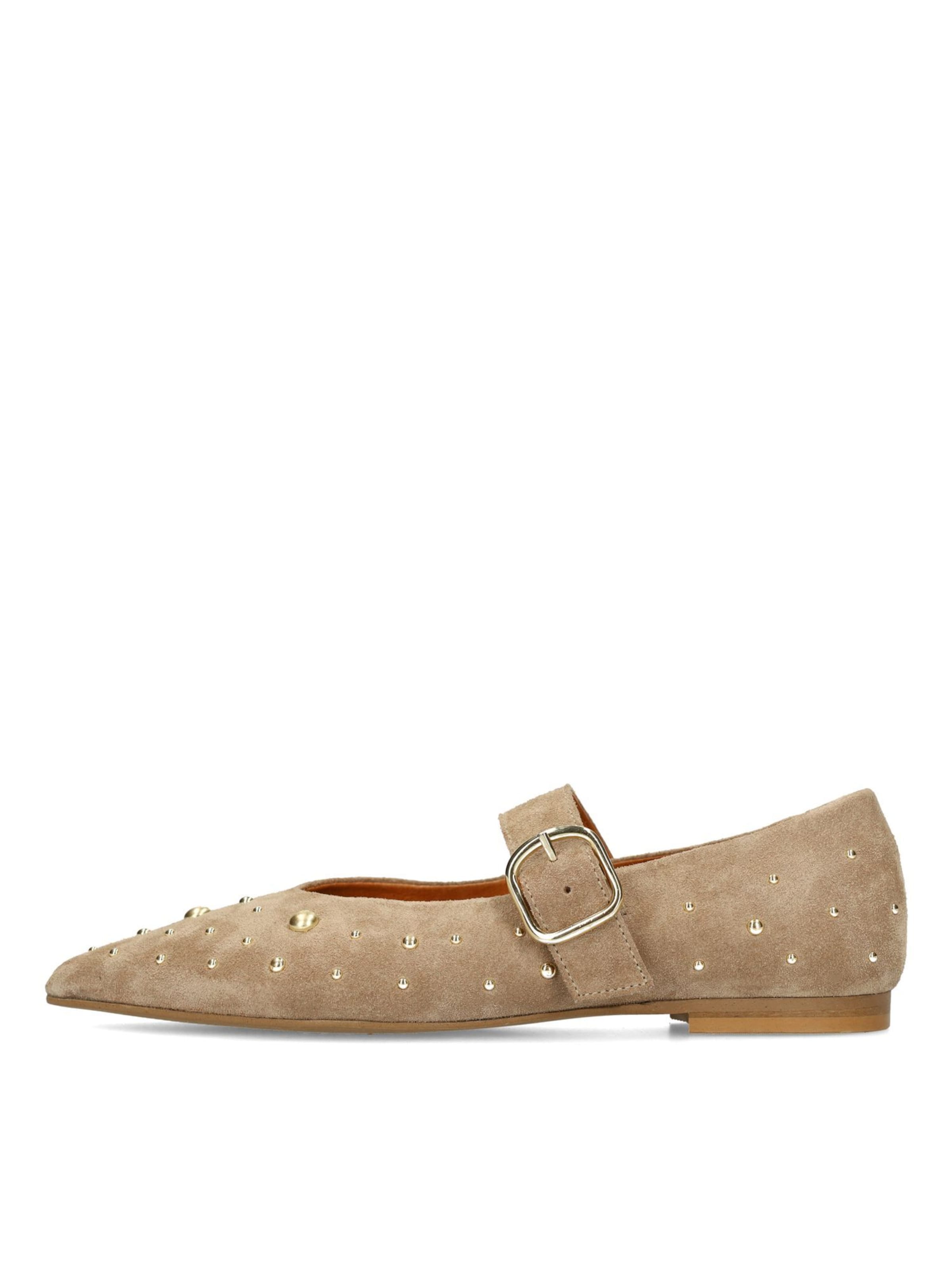 MANFIELD Ballerina met riempjes in Beige