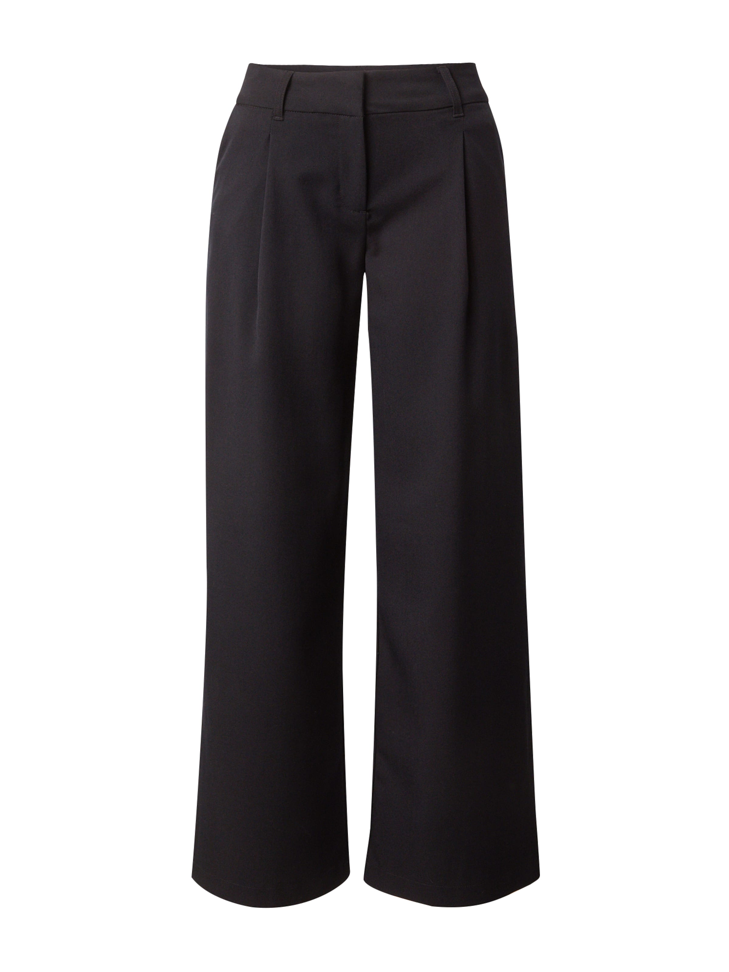 Monki Voľný strih Plisované nohavice - Čierna: predná strana