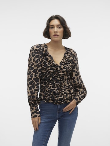 VERO MODA Blouse 'IRIS' in Bruin: voorkant