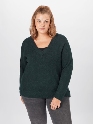 Selected Femme Curve Sweater 'Lia'' in Green: front