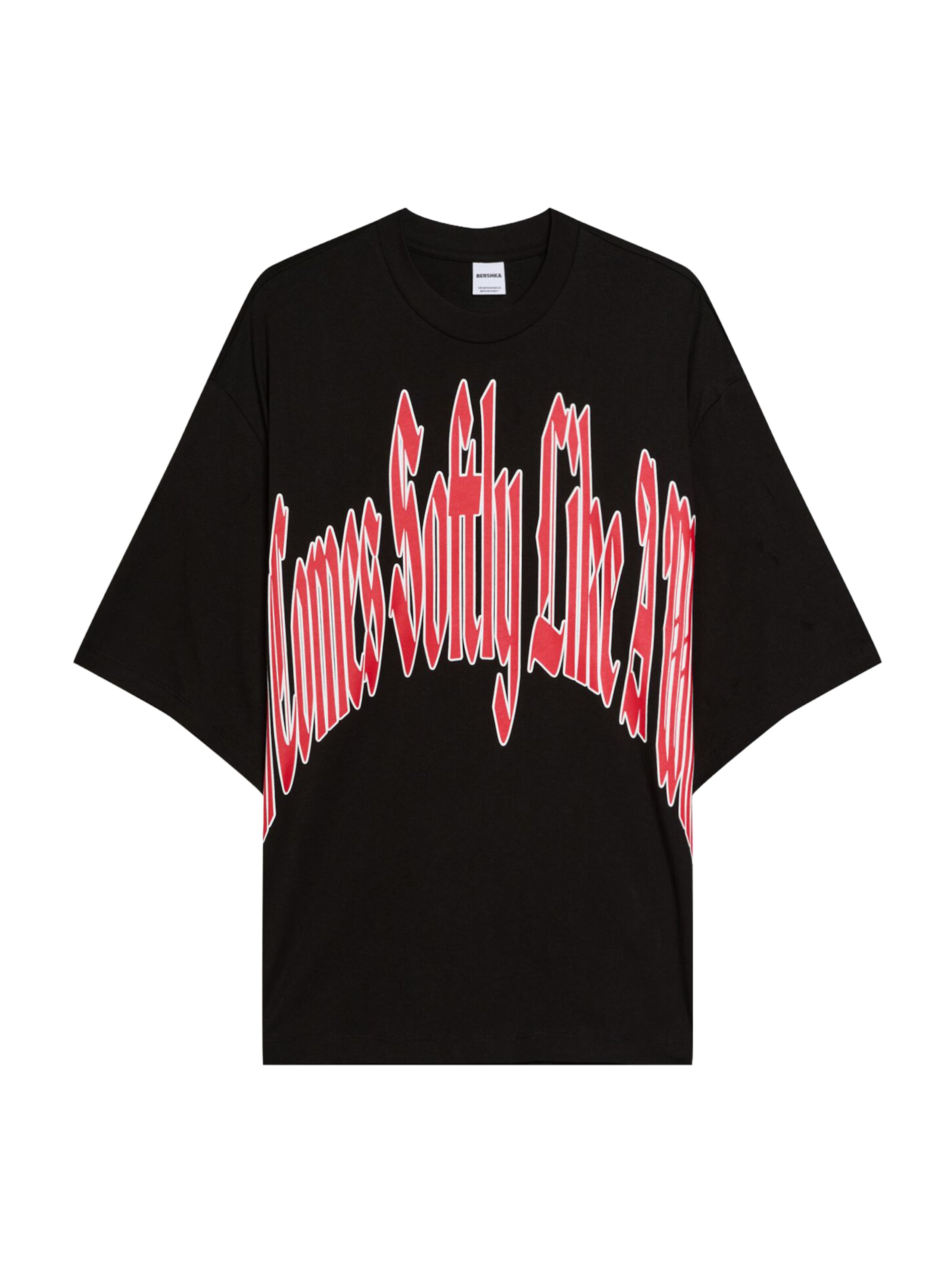 Tricou de la Bershka pe negru: față