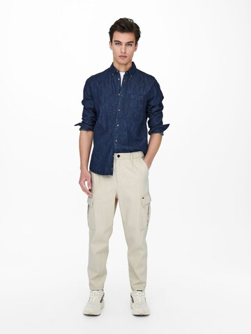 Regular Pantalon cargo 'DEW' Only & Sons en beige