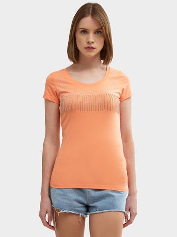 Influencer Shirt in Oranje: voorkant