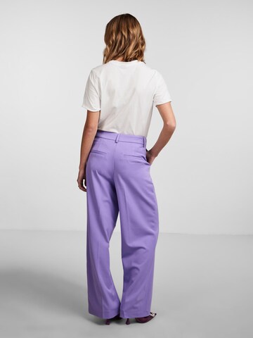 PIECES Wide leg Pleat-Front Pants 'SERANO' in Purple