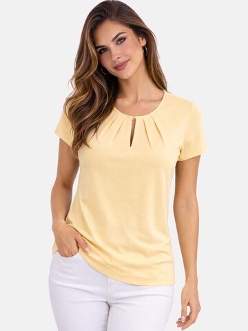 REGINA FASHION Blouse 'Short Sleeve Blouse with Pleated Neckline' in Yellow