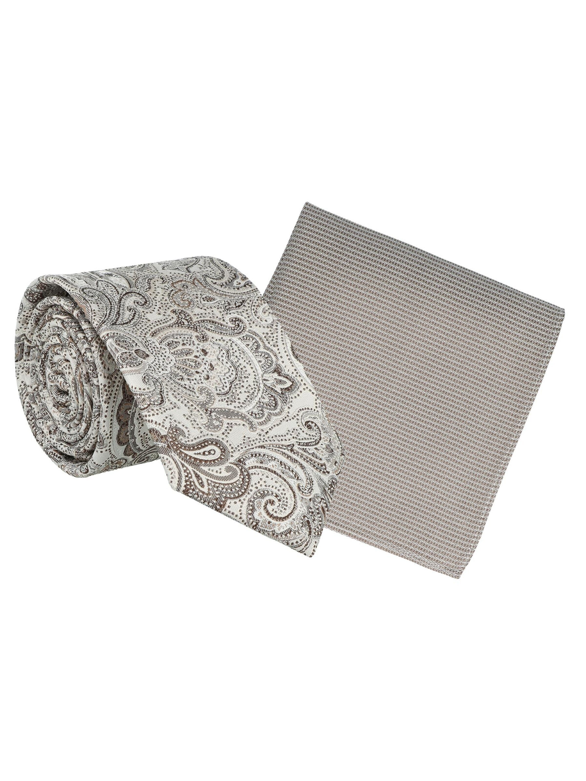 WILLEN Krawatte 'Paisley / Uni'‌‌‌‌‌‌‌‌‌ in Beige: Vorderseite