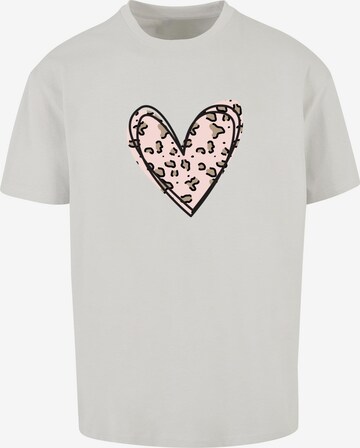Merchcode Shirt 'Valentines Day - Leopard Heart' in Grijs: voorkant