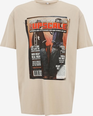 T-Shirt 'Upscale Magazine' MT Upscale en beige : devant