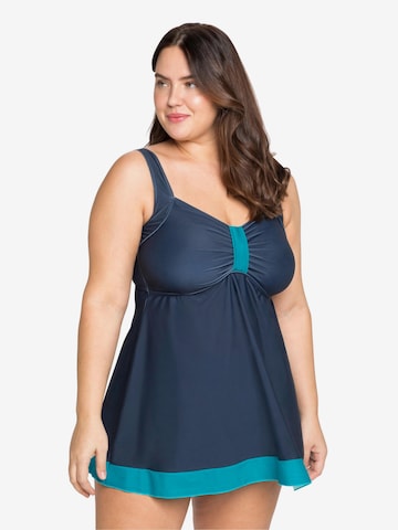 SHEEGO Bralette Swimsuit Dress in Blue