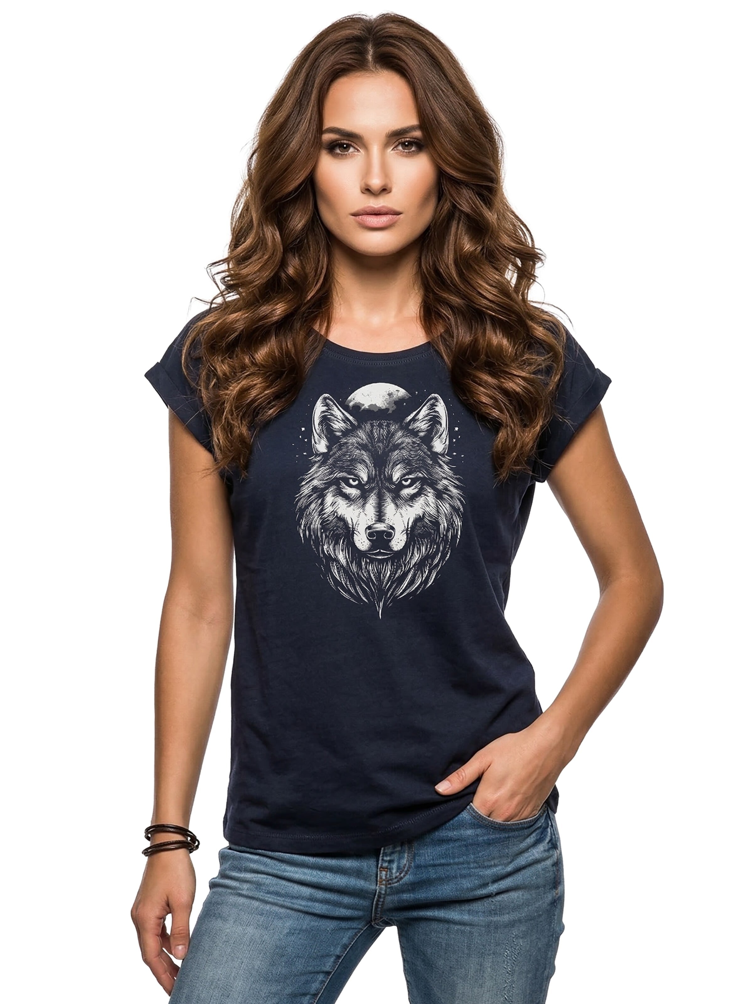 MAKAYA Shirt 'Wolf' in Blue: front