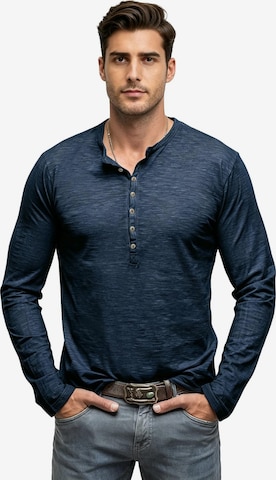 KoJooin Koszulka 'Herren Henley-Shirts, Langarm-T-Shirts, lässige, leichte Mode, Pullover-Shirt mit Knöpfen' w kolorze niebieski: przód